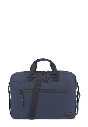 Bolso de mensajero azul marino con diseño acolchado, que cuenta con dos compartimentos con cremallera, correa de hombro ajustable y detalles en hardware negro.