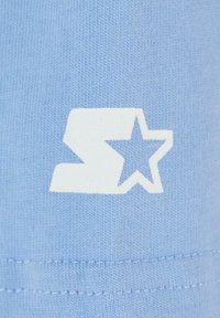 Light blue cotton fabric with a textured finish features a white logo design consisting of stylized 'S' and a star shape.