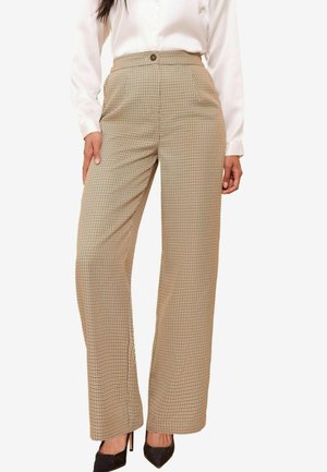 WIDE TAILORED CHECK PETITE - Pantalon classique - brown
