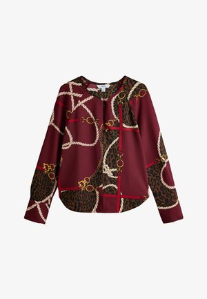 Next, REGULAR FIT - LONG SLEEVE V-NECK OVERHEAD BLOUSE . - Bluse - burgundy scarf print