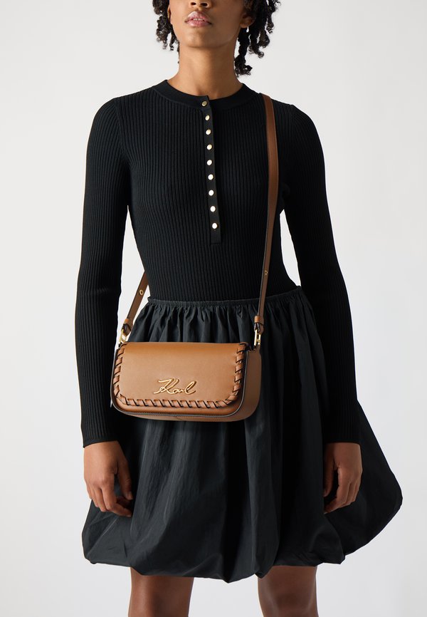 SIGNATURE CROSSBODY WHIP - Cross body bag - dark tan