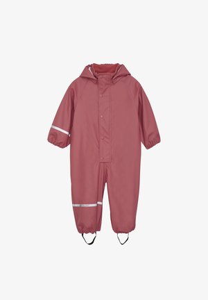 Mono impermeable rosa para niños con capucha, botones de presión, puños elásticos, bandas reflectantes y correas para los pies, para uso exterior.