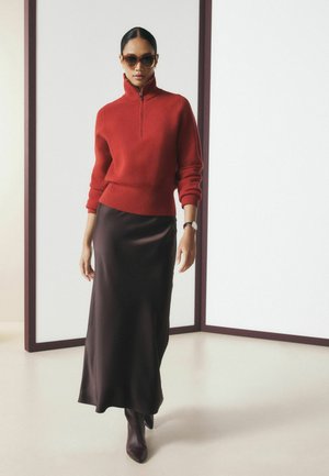 Next, REGULAR FIT - SUPERSOFT FUNNEL ZIP NECK JUMPER - Strickpullover - red