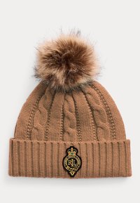 Lauren Ralph Lauren CREST-PATCH POM-POM CABLE-KNIT BEANIE - Berretto - classic camel