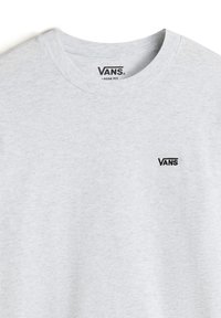 Gray short-sleeve T-shirt made of cotton blend, featuring a crew neck and a small black Vans logo embroidered on the left chest.