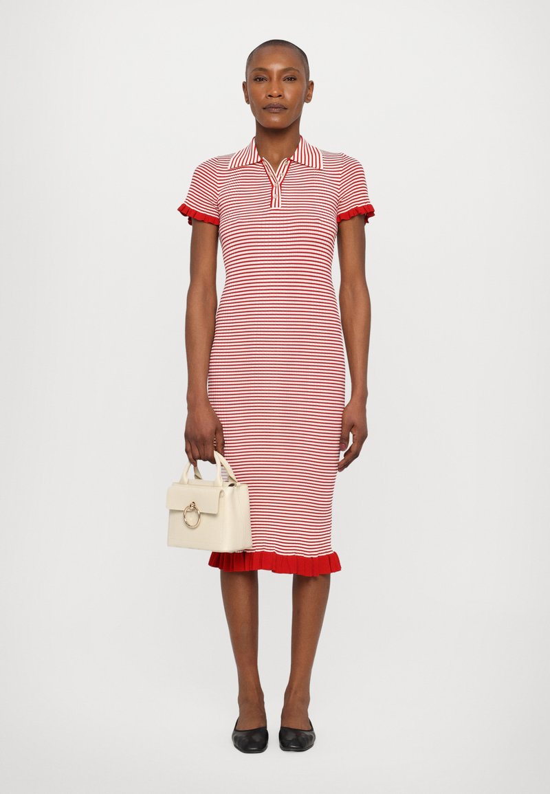 strapless open back dress Claudie Pierlot Red Lace Dress 8