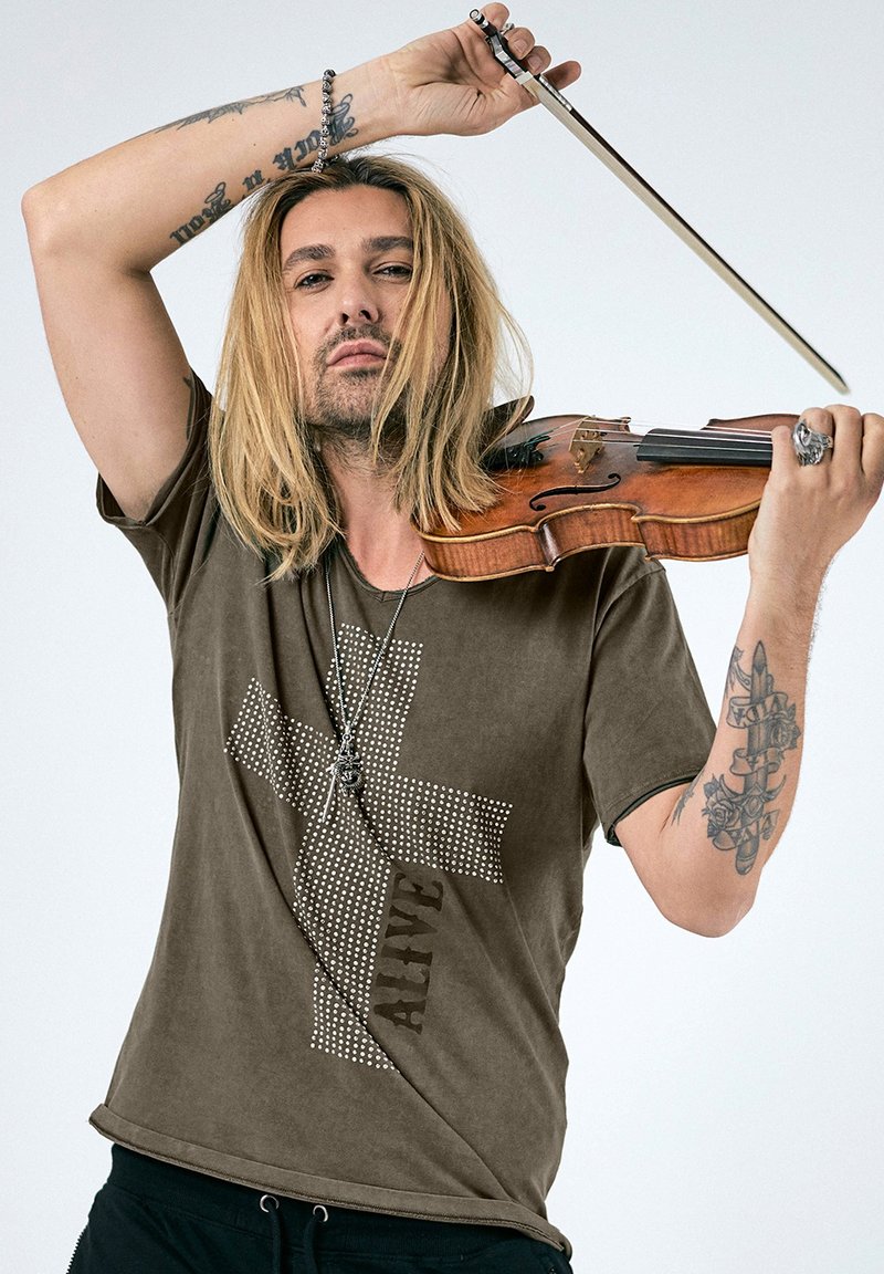 Key Largo MT NOVEMBER RAIN VNECK - T-shirt Imprimé - Carbon Black/noir