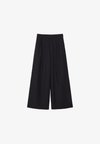 WIDE-LEG WITH BUTTONS - Pantalon classique - black