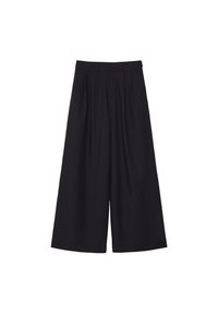 WIDE-LEG WITH BUTTONS - Tygbyxor - black