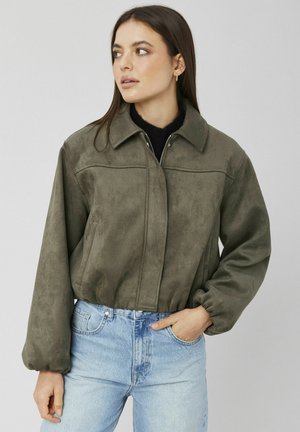 Veste en cuir - vert kaki