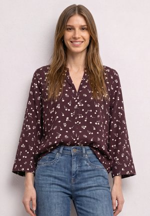 Street One, 3/4-ARM BLUSE MIT SPLIT NECK UND PRINT - Blouse - rustic rouge