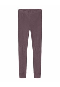 Leggings in gedempt paars, gemaakt van textuurstof, met kniestukken en een aansluitend ontwerp met een zachte tailleband en enkelsokken.