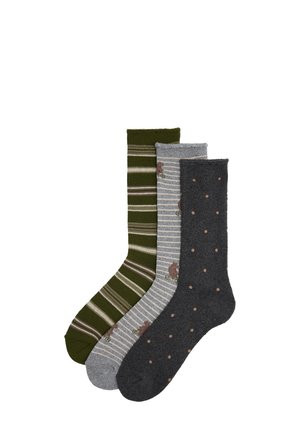 Ysabel Mora, PACK 3 CALCETINES TÉRMICOS SIN PUÑO ESTAMPADOS RAYAS Y LUNARES - Calcetines - green