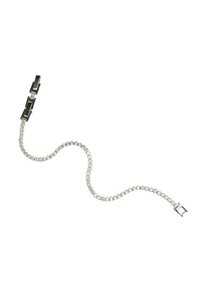 Bracciale in argento con una catena flessibile adornata da cristalli trasparenti; chiuso con una elegante chiusura rettangolare.