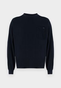 Ναυτικό μακρυμάνικο μπλουζάκι από μαλακό βαμβάκι. Διαθέτει στρογγυλή λαιμόκοψη και τσέπη στο αριστερό στήθος με ετικέτα. Ελαστικοί καρποί και άνετη εφαρμογή.