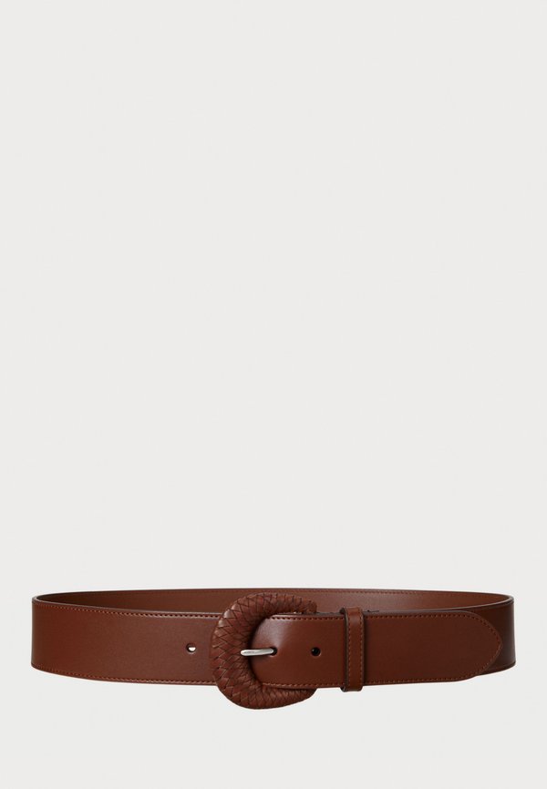 Woven Buckle Vachetta Leather Wide Belt - Waist belt