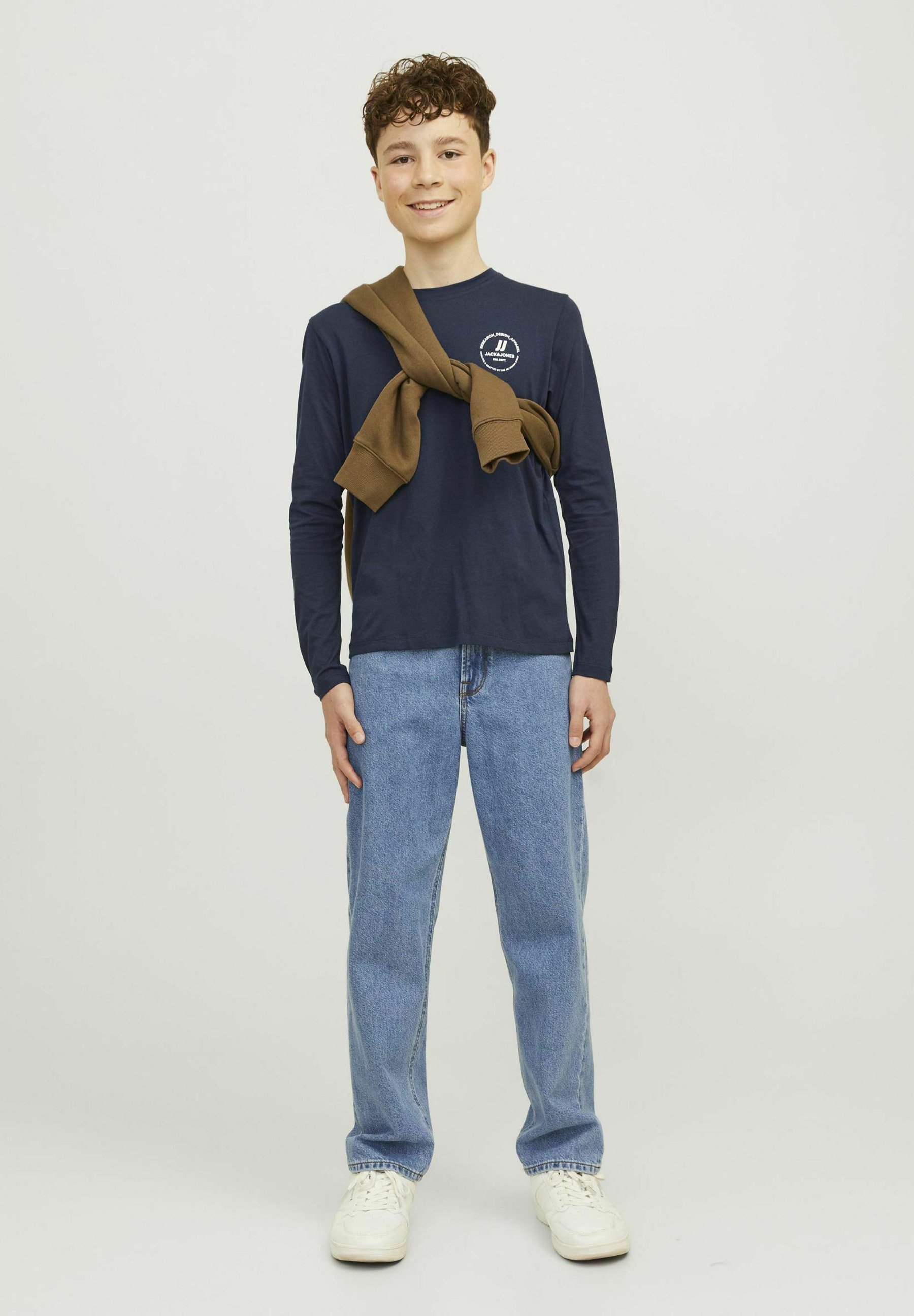 T-shirt à Manches Longues Jack & Jones Pour Garçon - Coupe Normale, Jersey Doux, Impression Pigmentaire