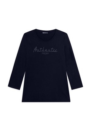 Maglia nera a maniche lunghe con scollo rotondo, con la scritta "Authentic FREDDY" in piccole borchie sul petto.