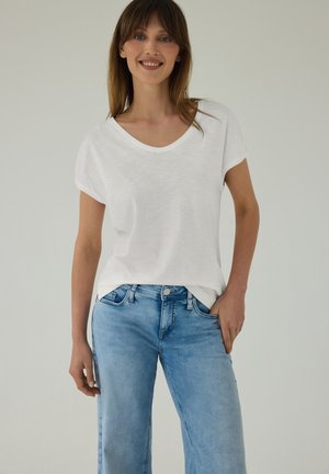 Street One Studio DROPPED SHOULDER SHIRT MIT V-NECK - T-shirts basic - off white