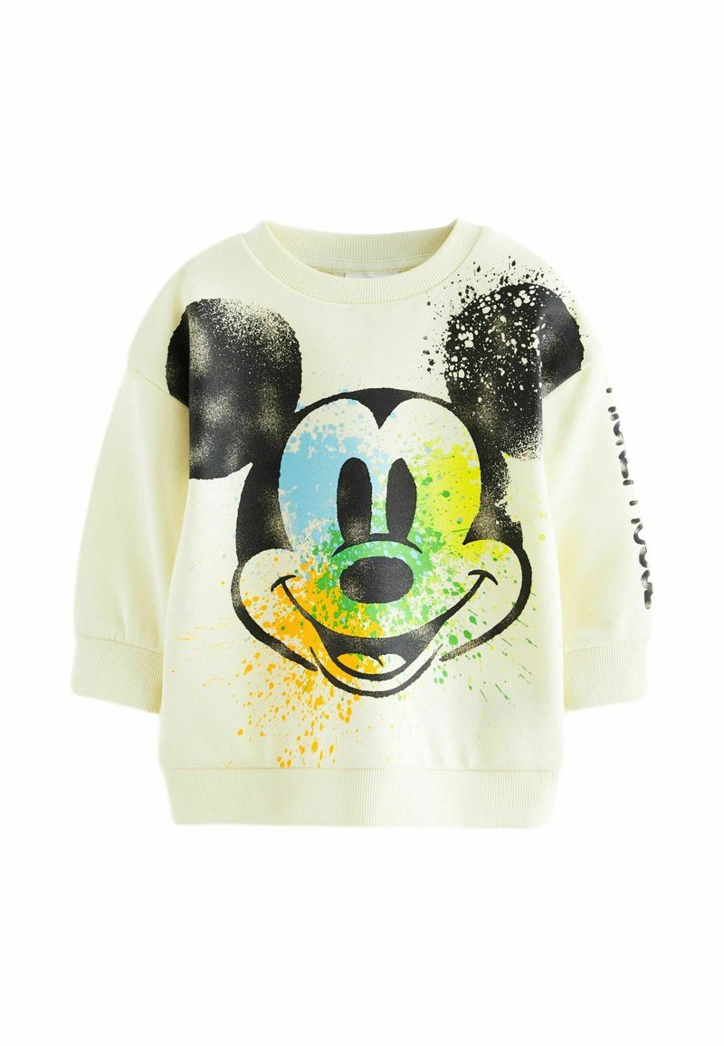 Next MICKEY MOUSE CREW NECK  - Ikdienas džemperis - ecru cream paint spray