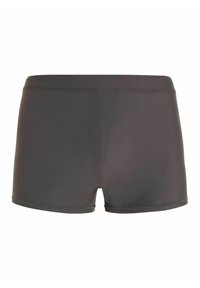 Schwarze Schwimmshorts aus glattem, dehnbarem Stoff. Verfügt über einen elastischen Bund und einen geraden Schnitt, mit flachen Nähten für zusätzlichen Komfort.
