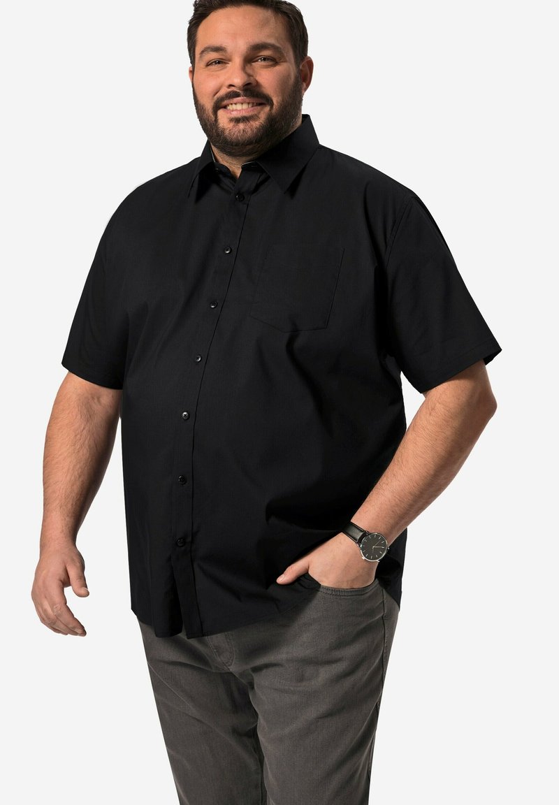 BOSTON PARK HALBARM KENTKRAGEN - Skjorta - black