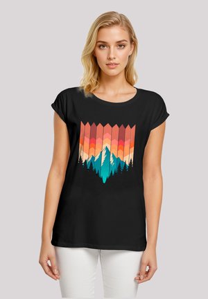 BERG SONNENUNTERGANG GEOMETRISCH - Print T-shirt - schwarz