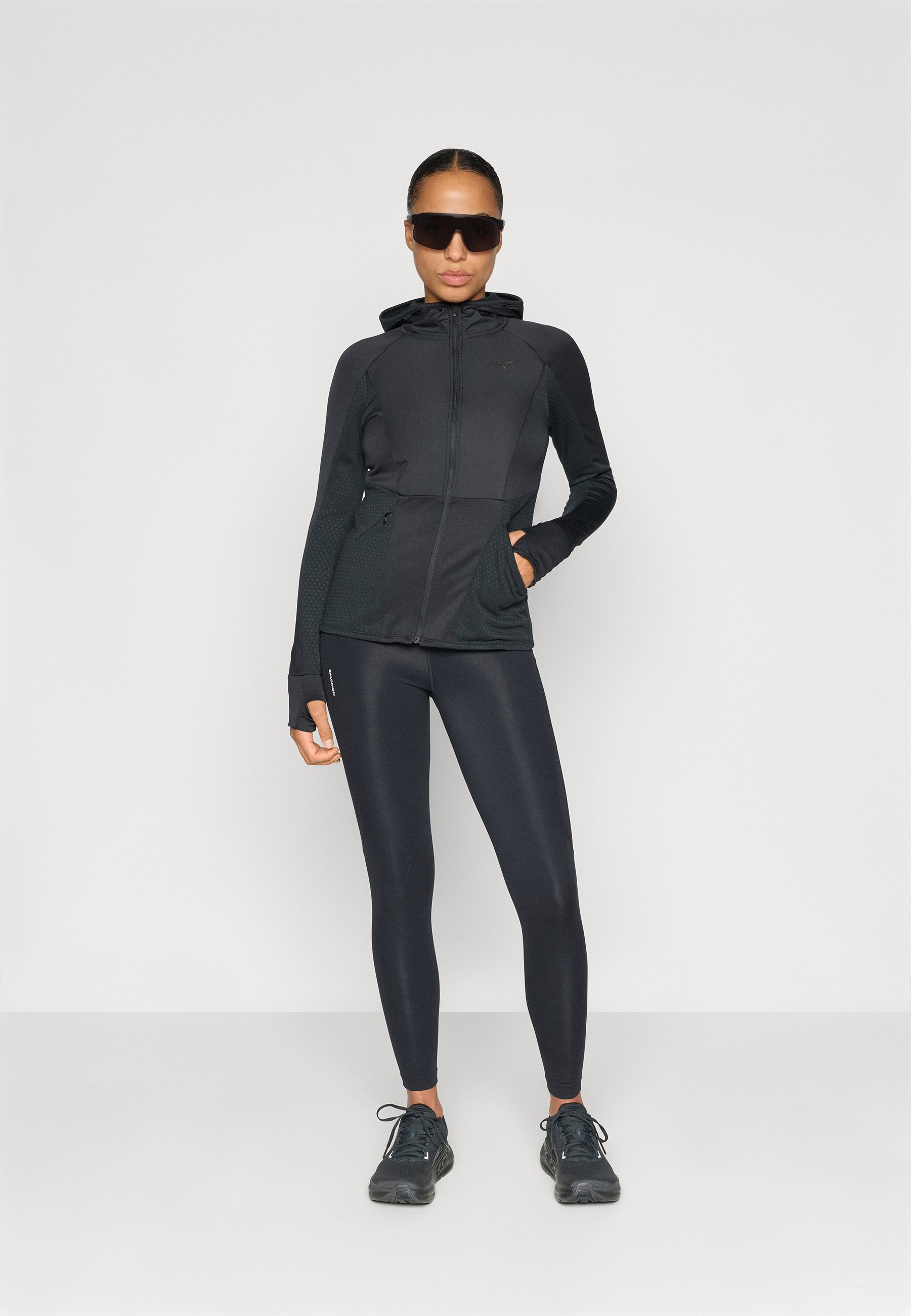 Mizuno ACTIVE HYBRID FULL ZIP HOODED LONG SLEEVE TOP - Chaqueta de