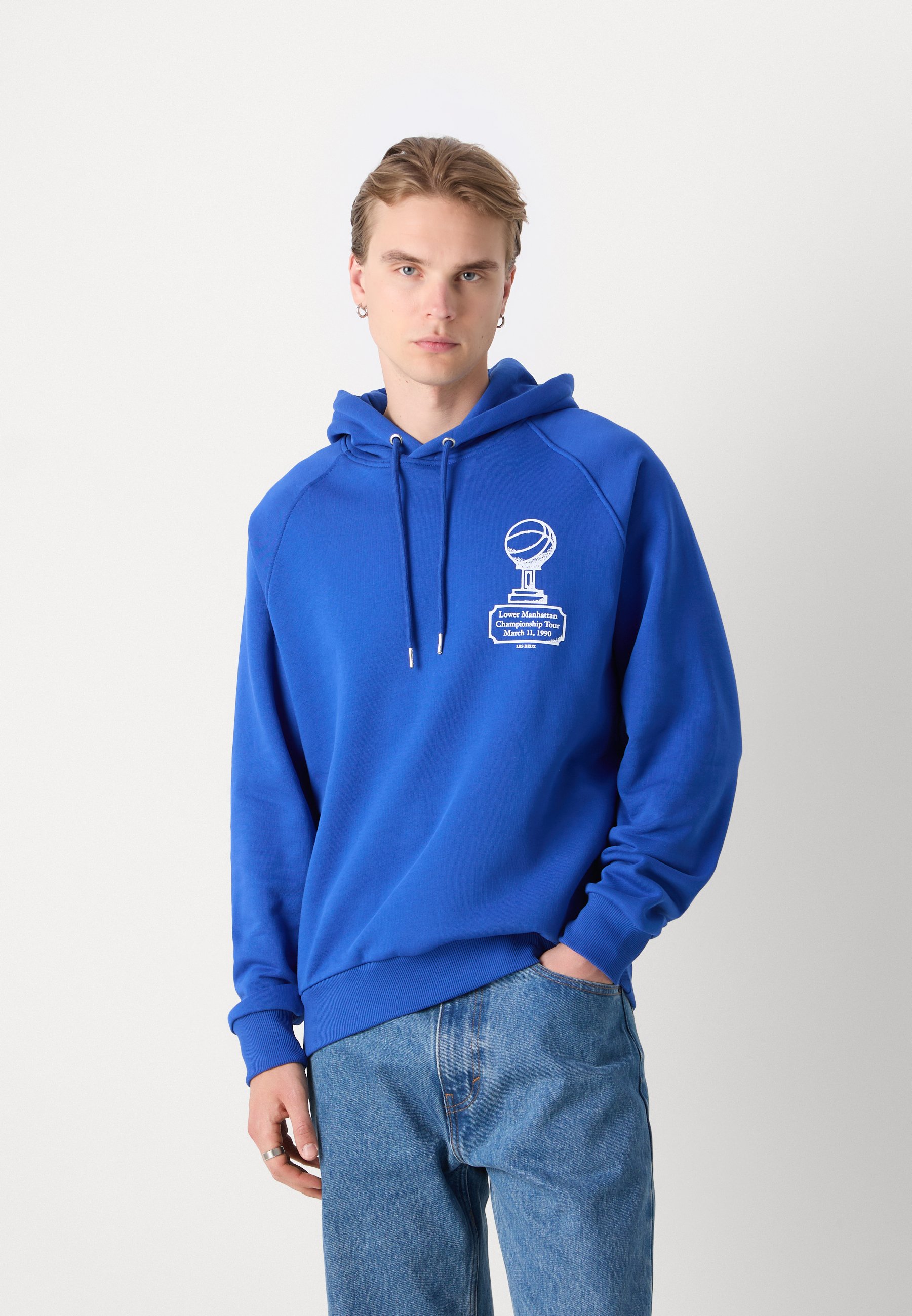 Les Deux TOURNAMENT HOODIE - Hoodie - blue/white/blue - Zalando.co.uk