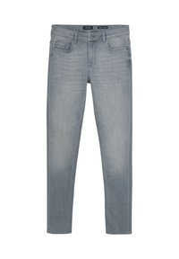 Ljust grå denimjeans med smal passform, som har fem fickor, knäppning och minimal blekning för ett rent utseende.