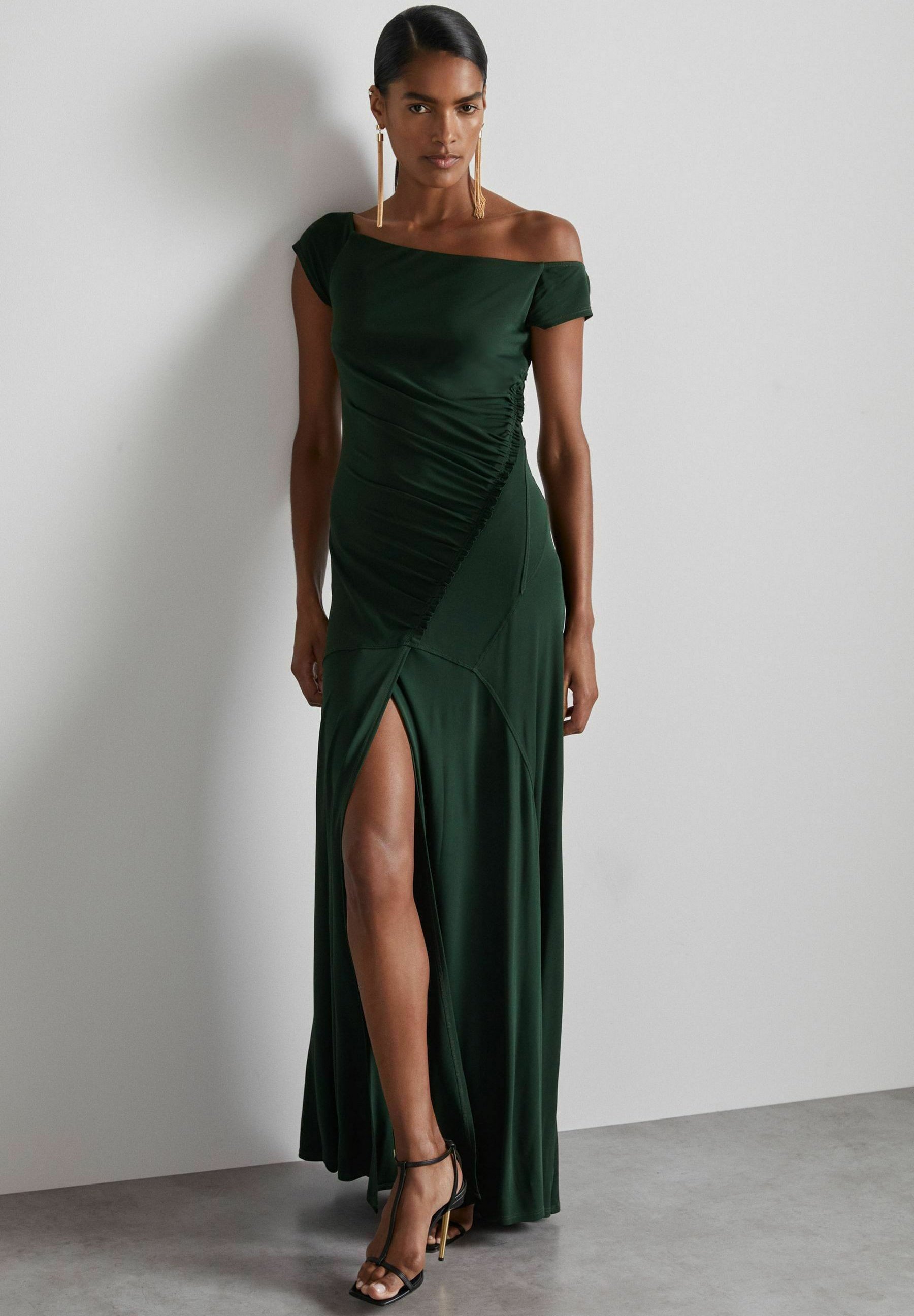 slim fit dress slacks Rent Reiss Micah Satin Drape Midi Dress – Timeless Elegance – Versatile main image 1