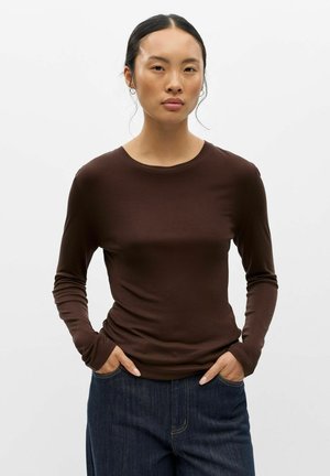 Object, LONG SLEEVED TOP FITTED - T-shirt à manches longues - seal brown1