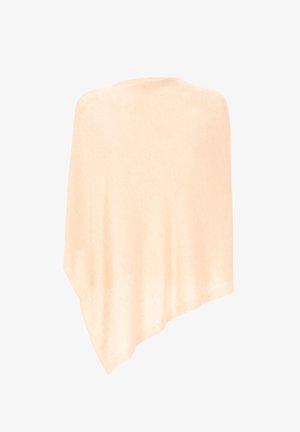 Shawl leggero asimmetrico color pesco chiaro con una texture morbida, caratterizzato da una finitura liscia e senza motivi o accenti visibili.