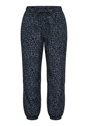 Ulla Popken, LEOPARD PRINT REFLECTIVE DETAIL RAIN PANTS - Tracksuit bottoms - asphalt grey