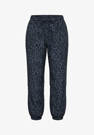 Ulla Popken, LEOPARD PRINT REFLECTIVE DETAIL RAIN PANTS - Tracksuit bottoms - asphalt grey