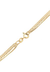 Gold chain necklace featuring multiple strands with varying thicknesses, a lobster clasp closure, and a small tag with the number 925.