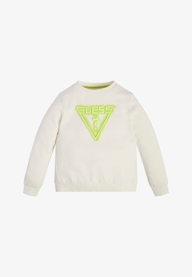 Guess MIT GESTICKTEM LOGODREIECK - Sudadera - weiß