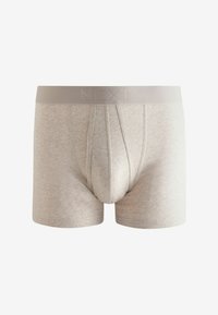 Culottes en coton gris avec une ceinture élastique côtelée portant le nom de la marque "NEXT", et un design de panneau avant structuré.