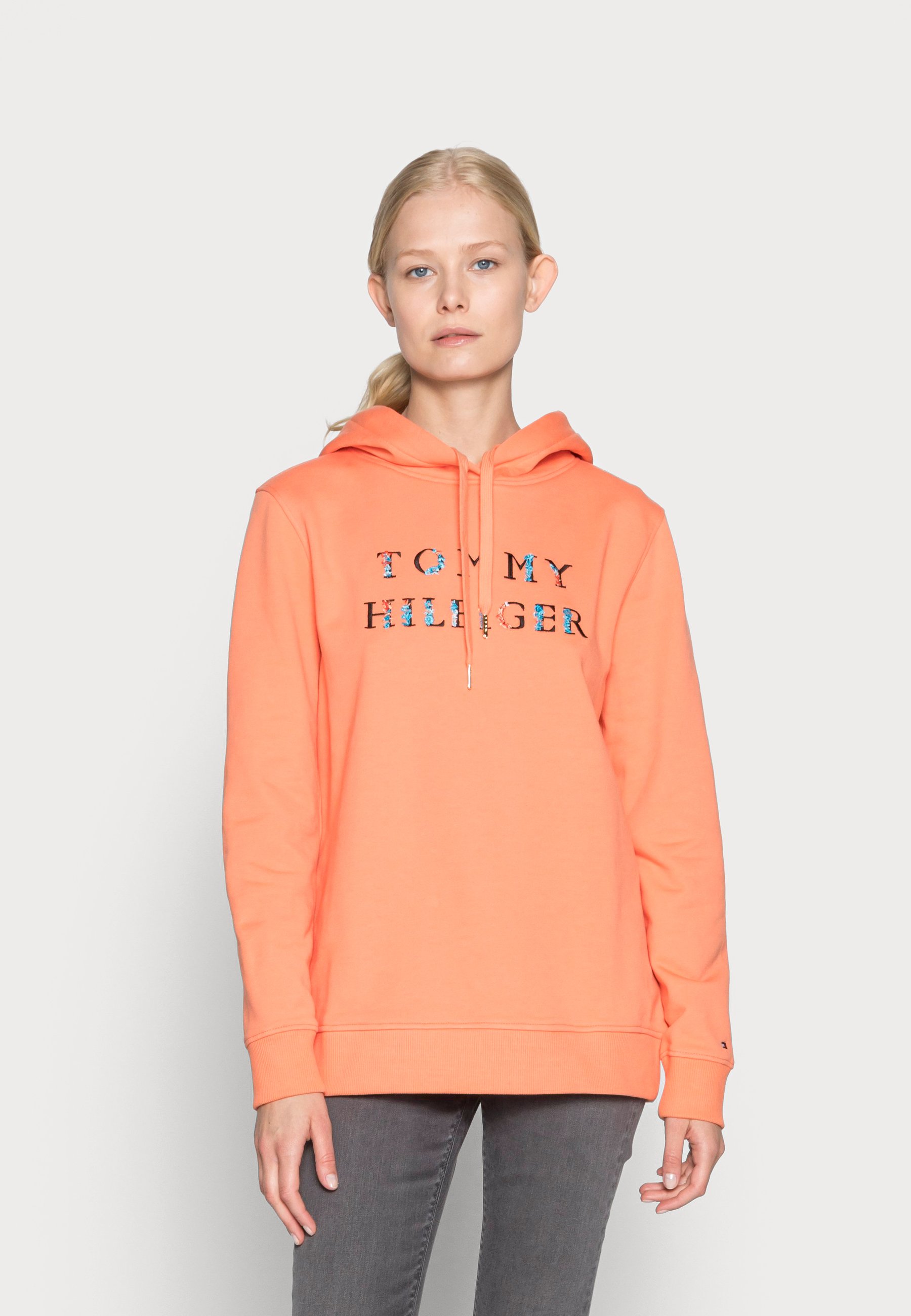 Tommy Hilfiger REGULAR FLORAL HOODIE - Sweatshirt - orange - Zalando.co.uk