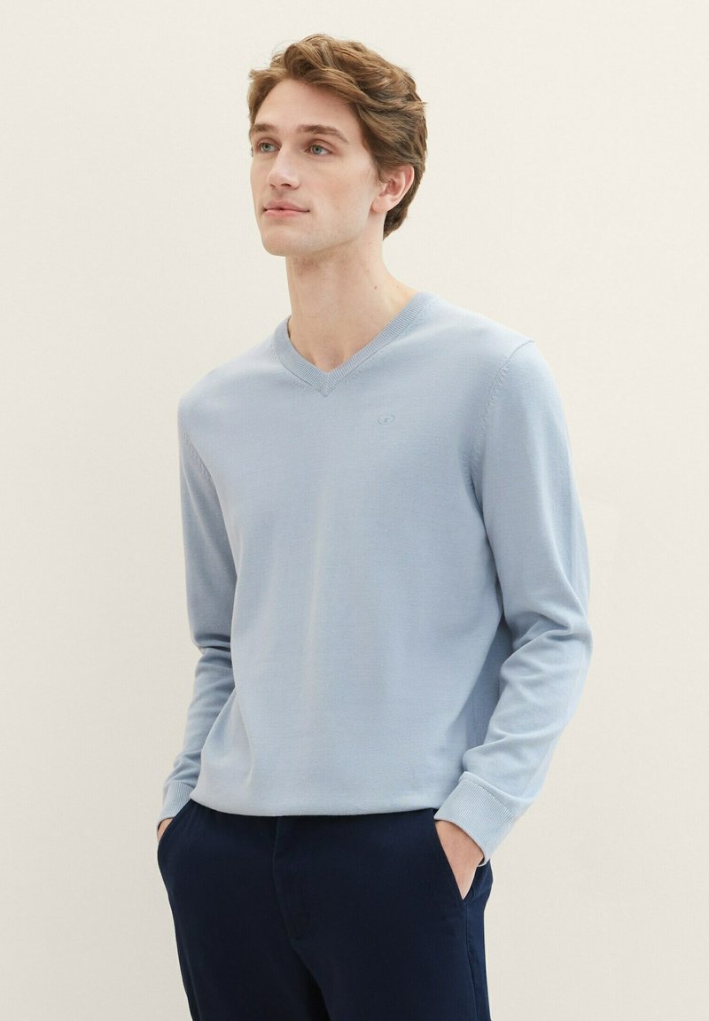 TOM TAILOR MIT V-AUSSCHNITT - Pullover - foggy blue