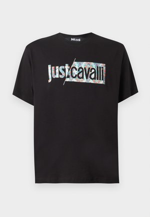 Just Cavalli, LOGO SLASH TROPICAL - Triko s potiskem - black