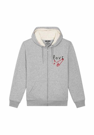 LOVE EMBROIDERY UNISEX HOODIE - Sweater met rits - mottled grey