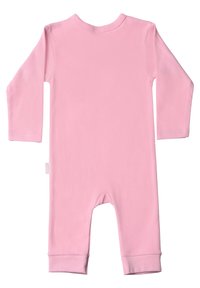 Langärmliger Bodysuit aus weichem pinken Stoff, mit Rundhalsausschnitt, eng anliegenden Bündchen und verstärkten Nähten an den Säumen.