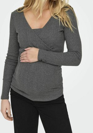 Langærmet T-shirt - mottled dark grey