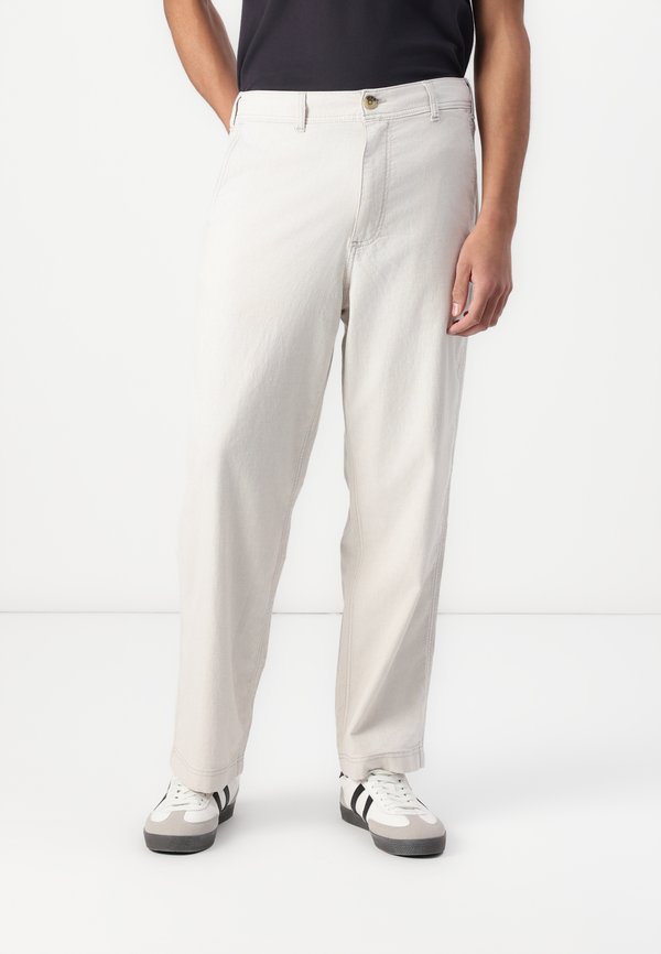 Linen-Blend Flex-Waist Baggy Pants - Trousers - ecru