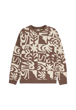 Καφέ και κρεμ πουλόβερ με μοτίβο, σε σχέδιο crew neck, με αφηρημένα σχέδια και υφασμάτινη πλέξη. Περιλαμβάνει μία μικρή ετικέτα λογότυπου.
