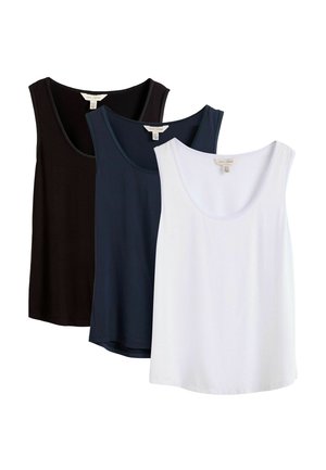 REGULAR FIT - SCOOP NECK - Felső - black white and navy x3