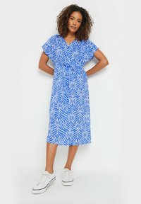 M&Co LEAF PRINT TIE WAIST - Abito a camicia - blue