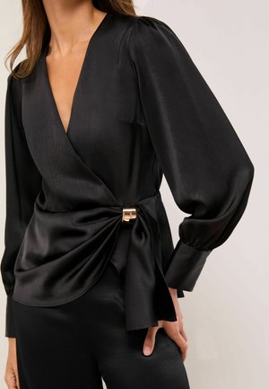 REGULAR FIT - HARDWARE DETAIL WRAP TOP - Bluse - black