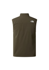 Oliivinvihreä hihaton liivi, valmistettu sileästä kankaasta, jossa on korkea kaulus ja valkoinen logo vasemmassa olkapäässä.